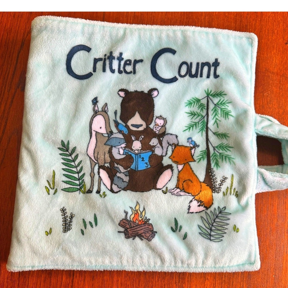 Lambs & Ivy Critter Count Plush Soft Activity Book Blue Woodland Animals SO SOFT